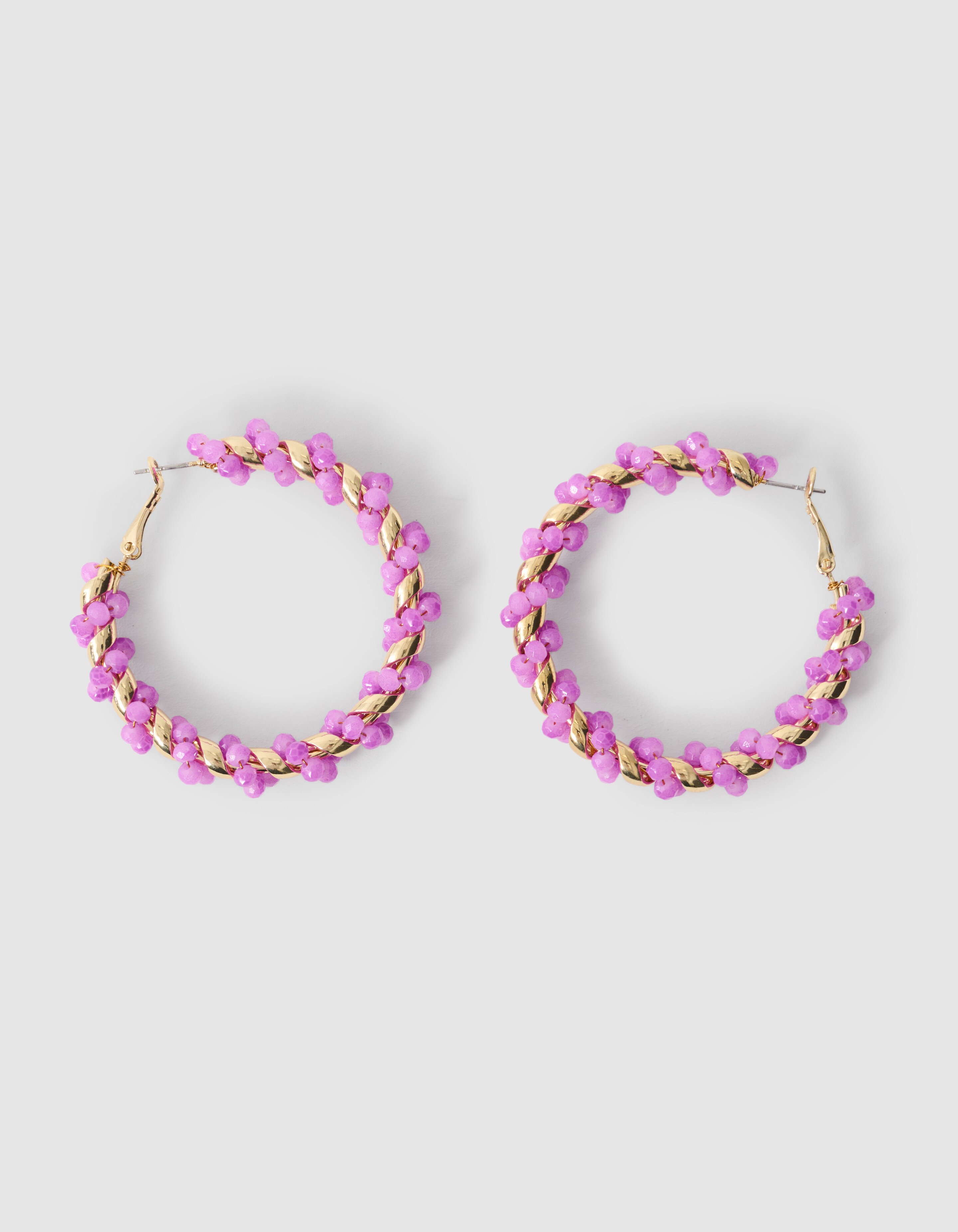 Twisted Beaded Hoop Oorbellen Lichtpaars SHOEBY ACCESSOIRES