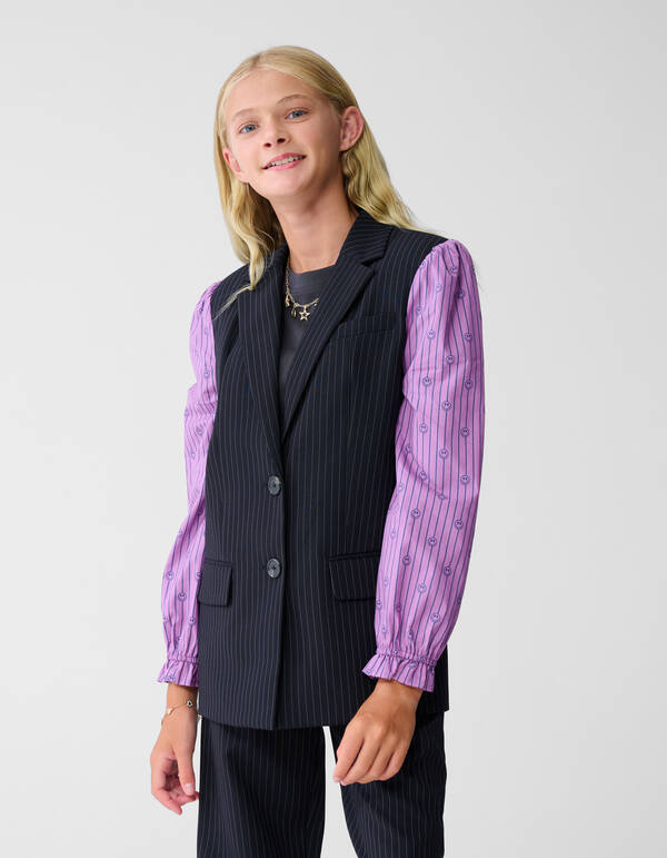 Smiley Pinstripe Blazer Donkerblauw SHOEBY GIRLS