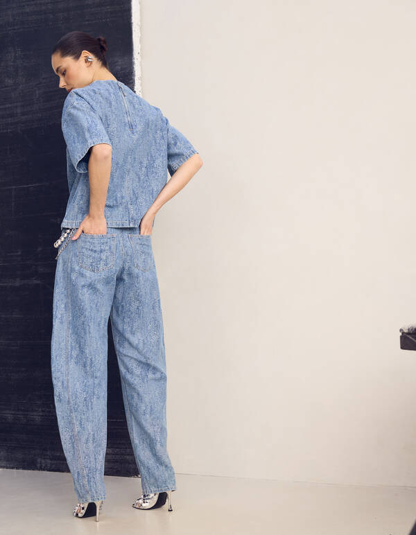 Jacquard Barrel Fit Jeans Blauw SHOEBY WOMEN