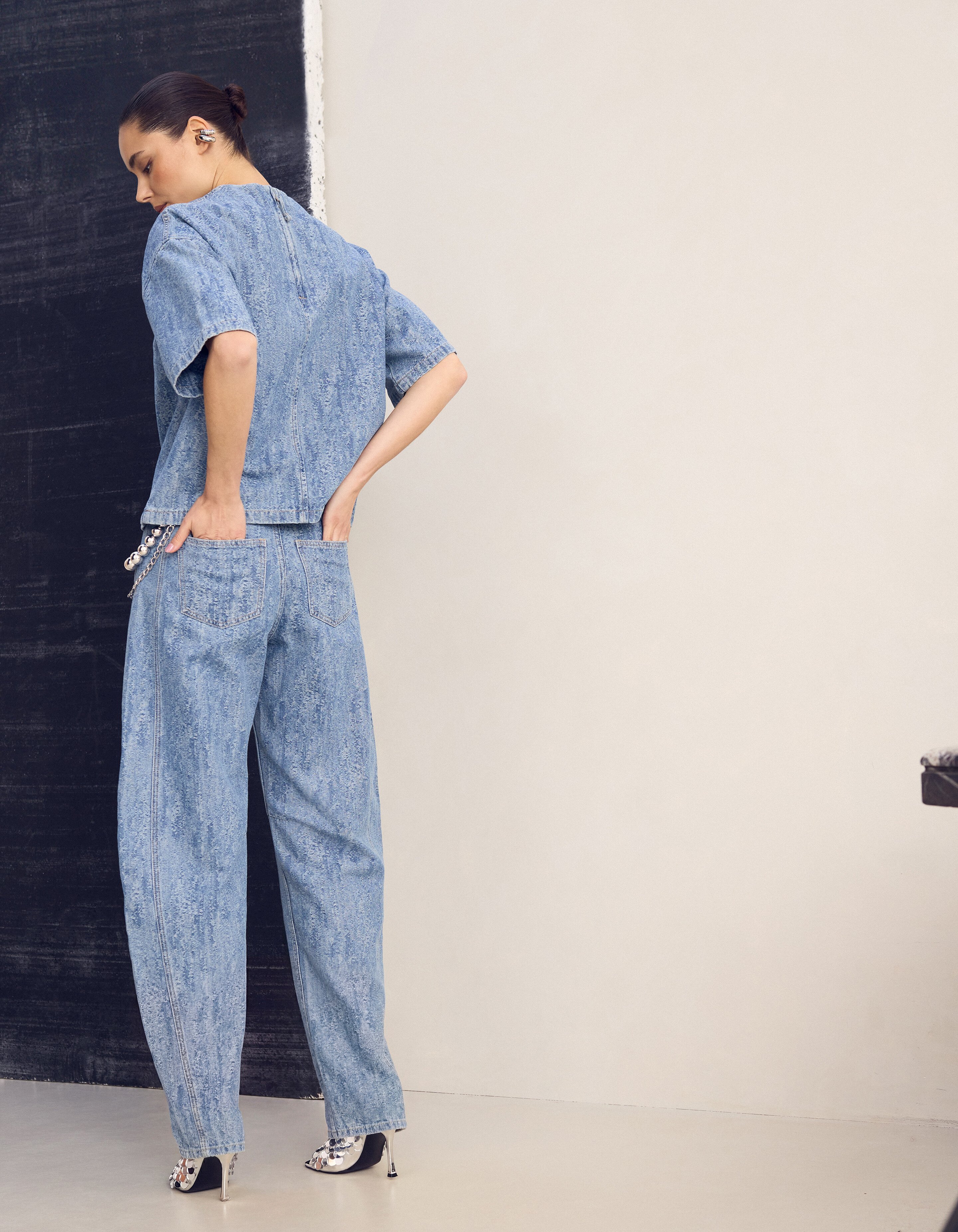 Jacquard Barrel Fit Jeans Blauw SHOEBY WOMEN