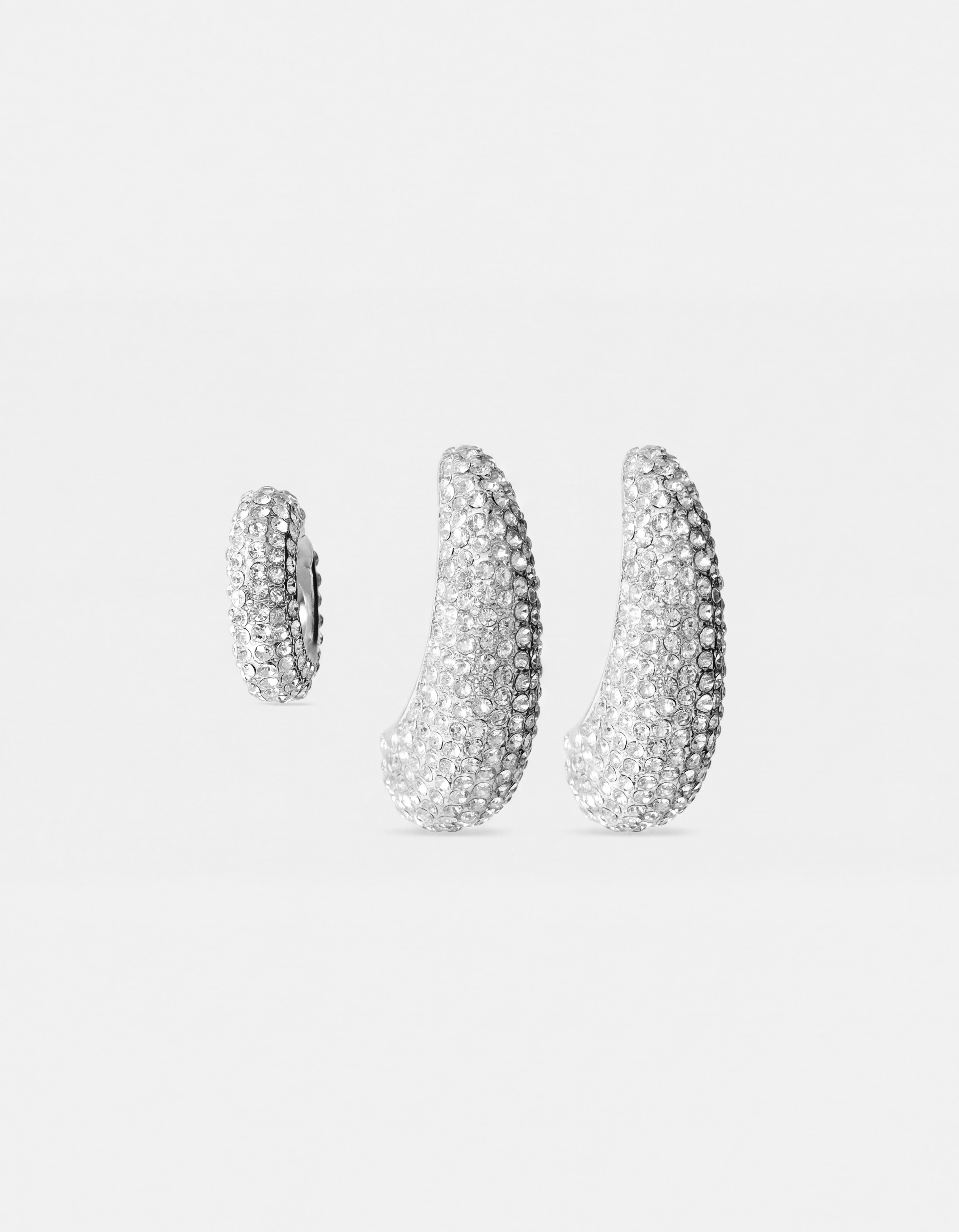 Pointy Strass Oorbellen Set Zilver SHOEBY ACCESSOIRES