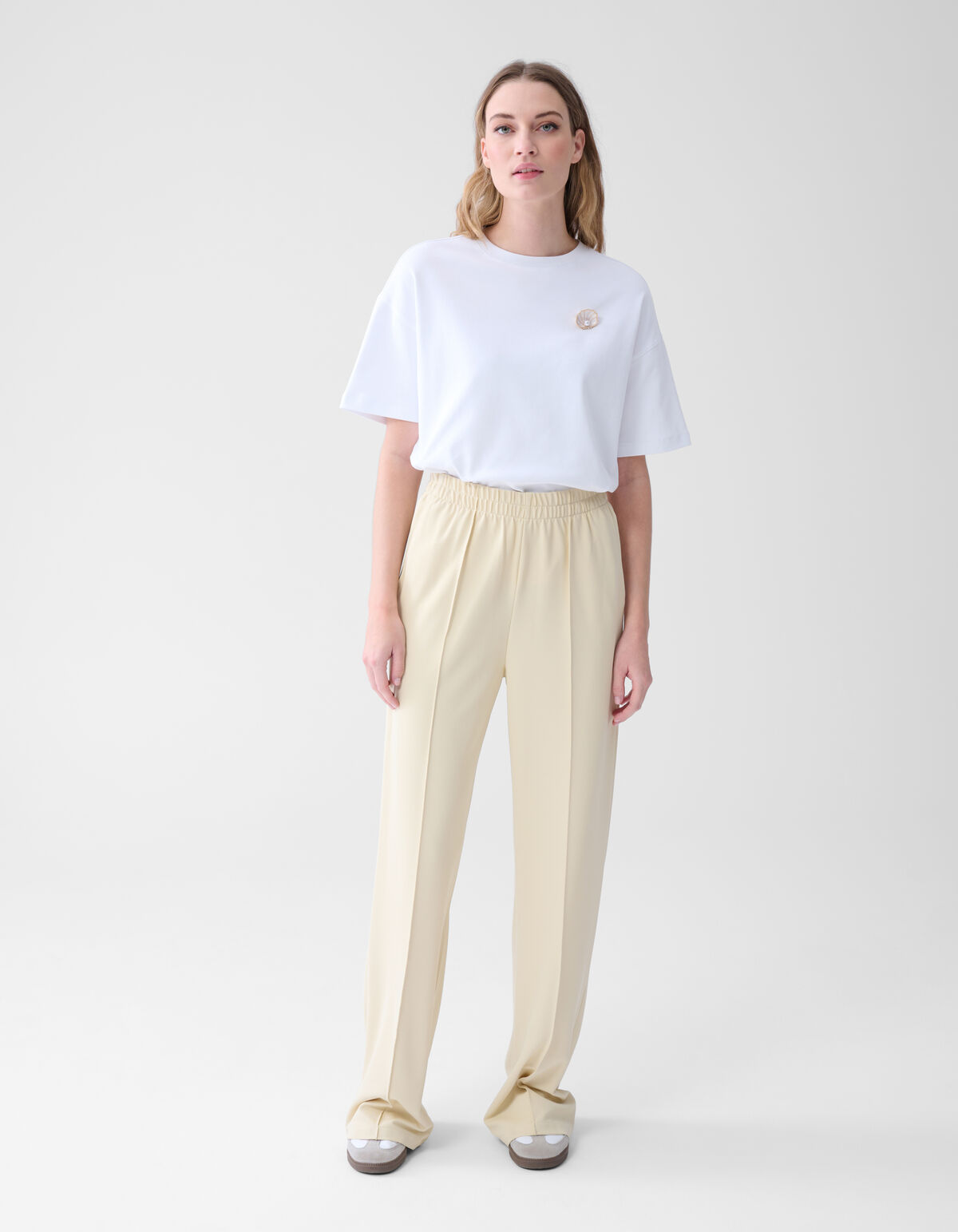 Basis Wide Leg Broek Gebroken Wit SHOEBY WOMEN