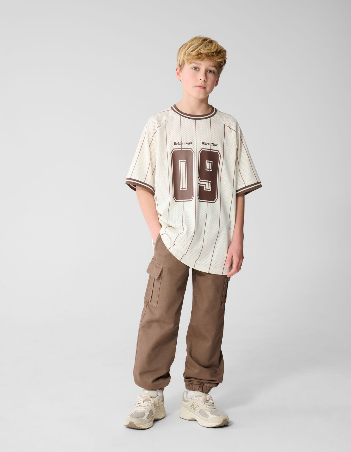 Oversized Sporty T-shirt Gebroken Wit SHOEBY BOYS