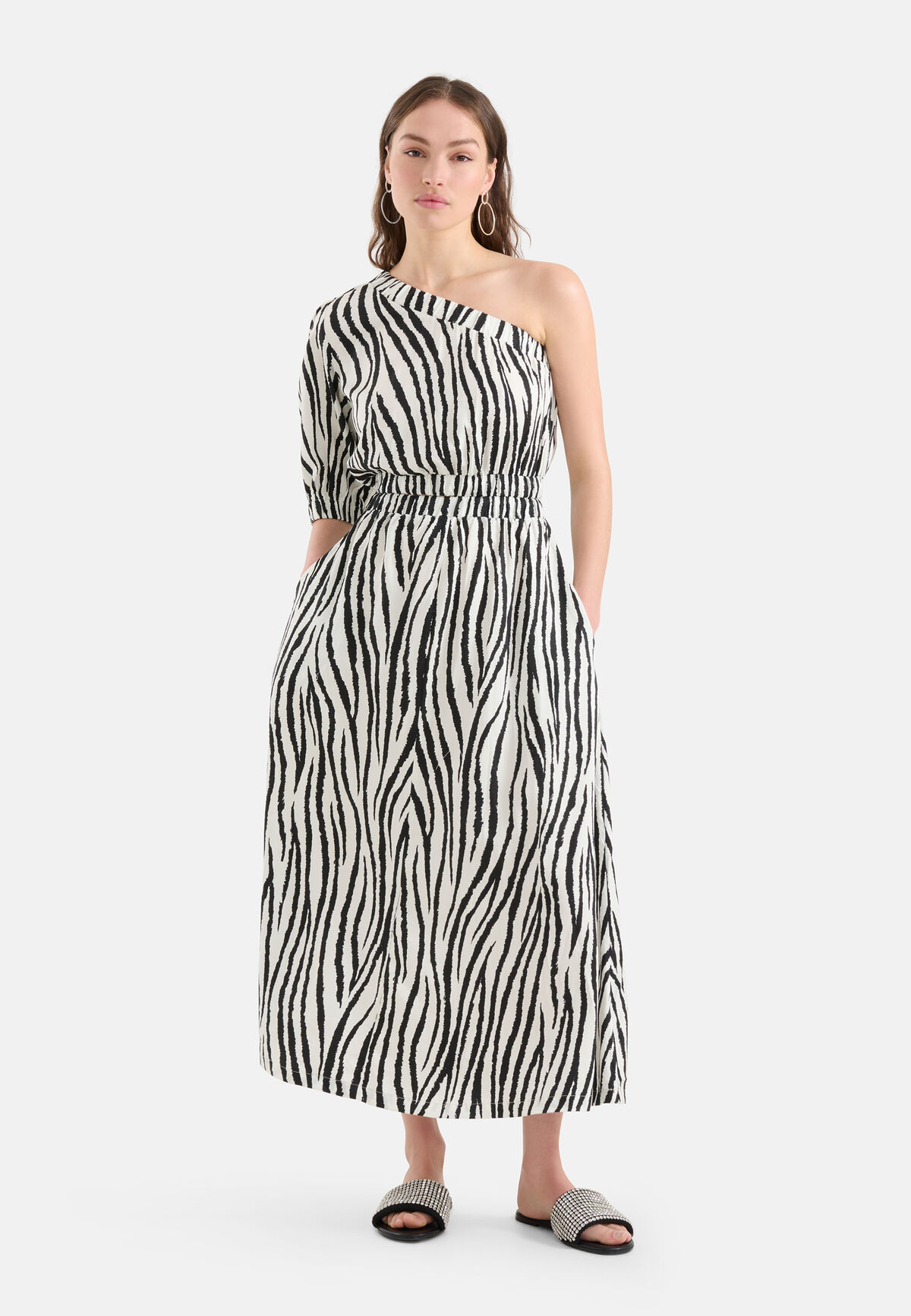 Zebra Printed Jurk Zwart/Wit SHOEBY WOMEN