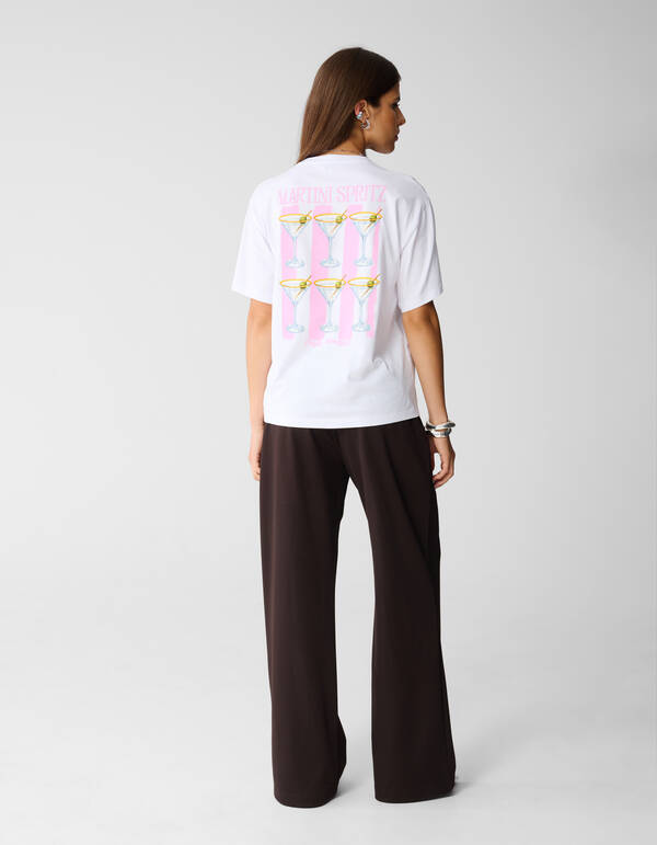 Cocktail Artwork T-shirt Wit SHOEBY WOMEN