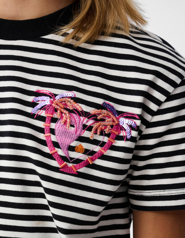 Palmboom Artwork T-shirt Zwart/Wit SHOEBY GIRLS