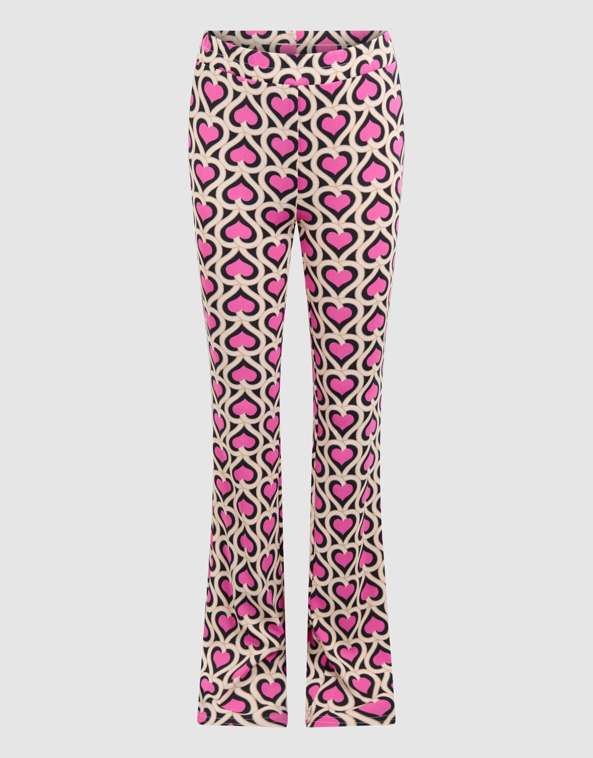 Heart Printed Rib Flared Legging Roze SHOEBY GIRLS