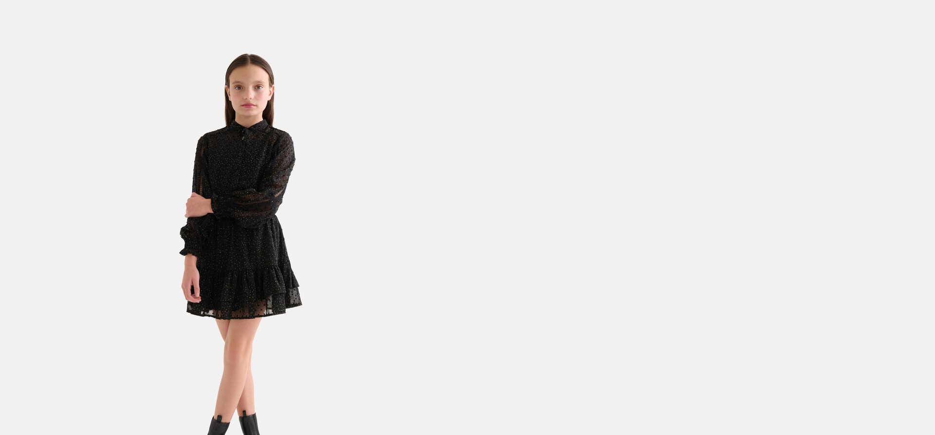 Chiffon Stippen Jurk Zwart By Nicolette SHOEBY GIRLS