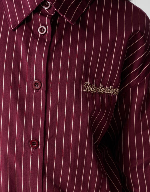 Lace Pinstripe Oversized Fit Blouse Donkerrood SHOEBY GIRLS