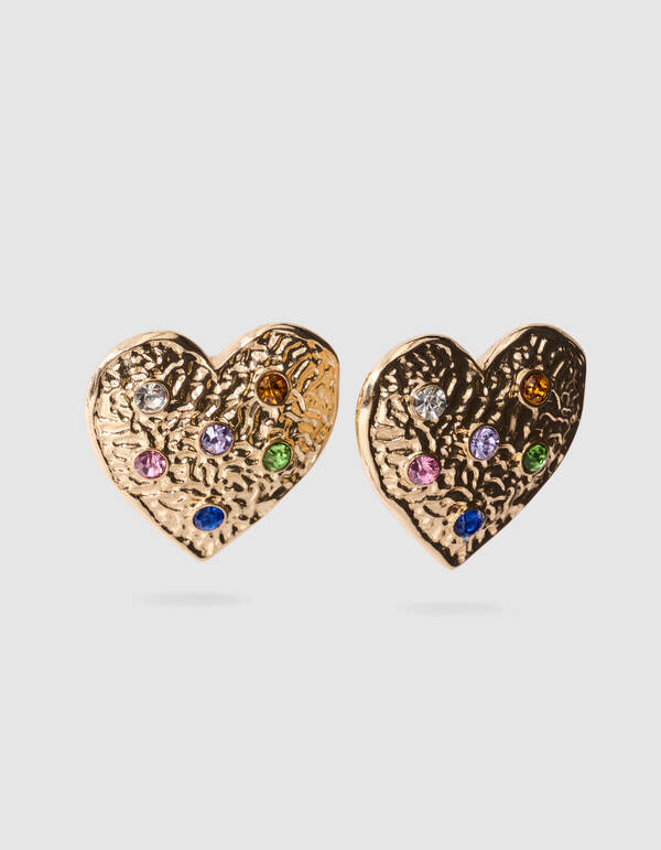 Strass Heart Oorbellen Goud SHOEBY ACCESSOIRES