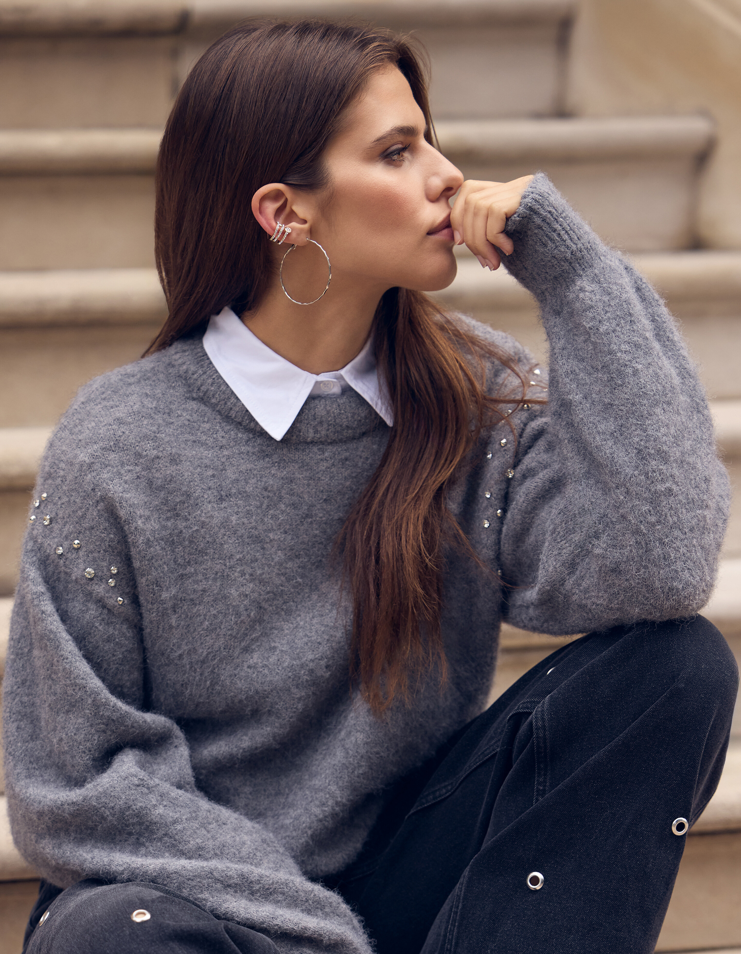 Strass Trui Grijs SHOEBY WOMEN