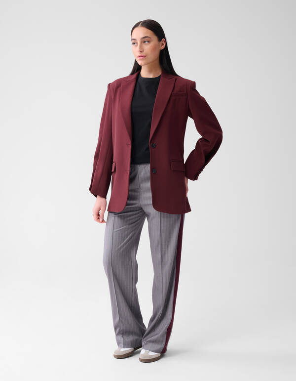 Pinstripe Wide Leg Fit Broek Lichtgrijs SHOEBY WOMEN