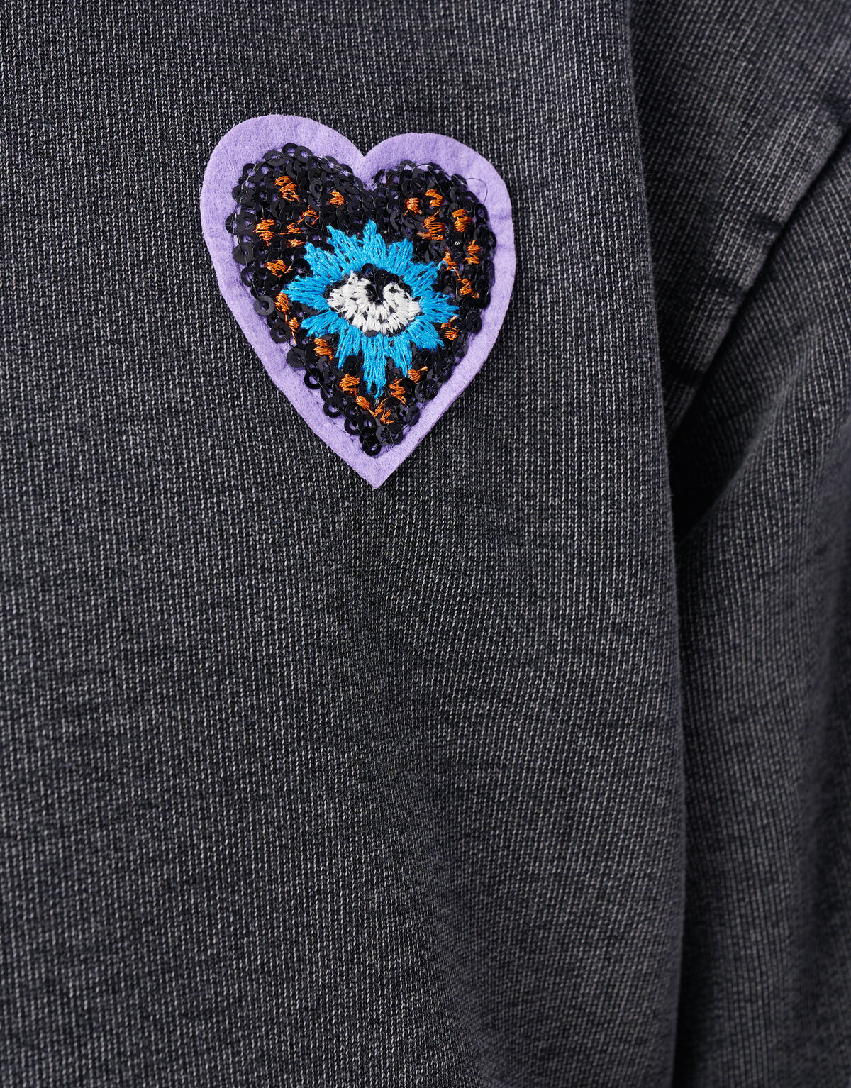 Ruffle Embroidery Sweater Donkergrijs SHOEBY GIRLS