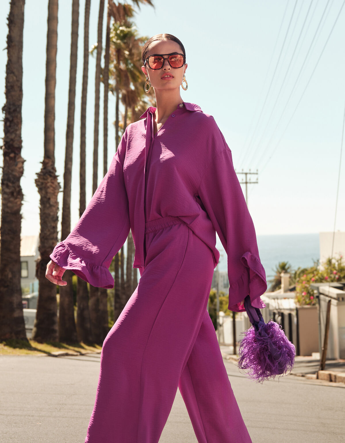 Twist Ruffle Blouse Paars SHOEBY WOMEN