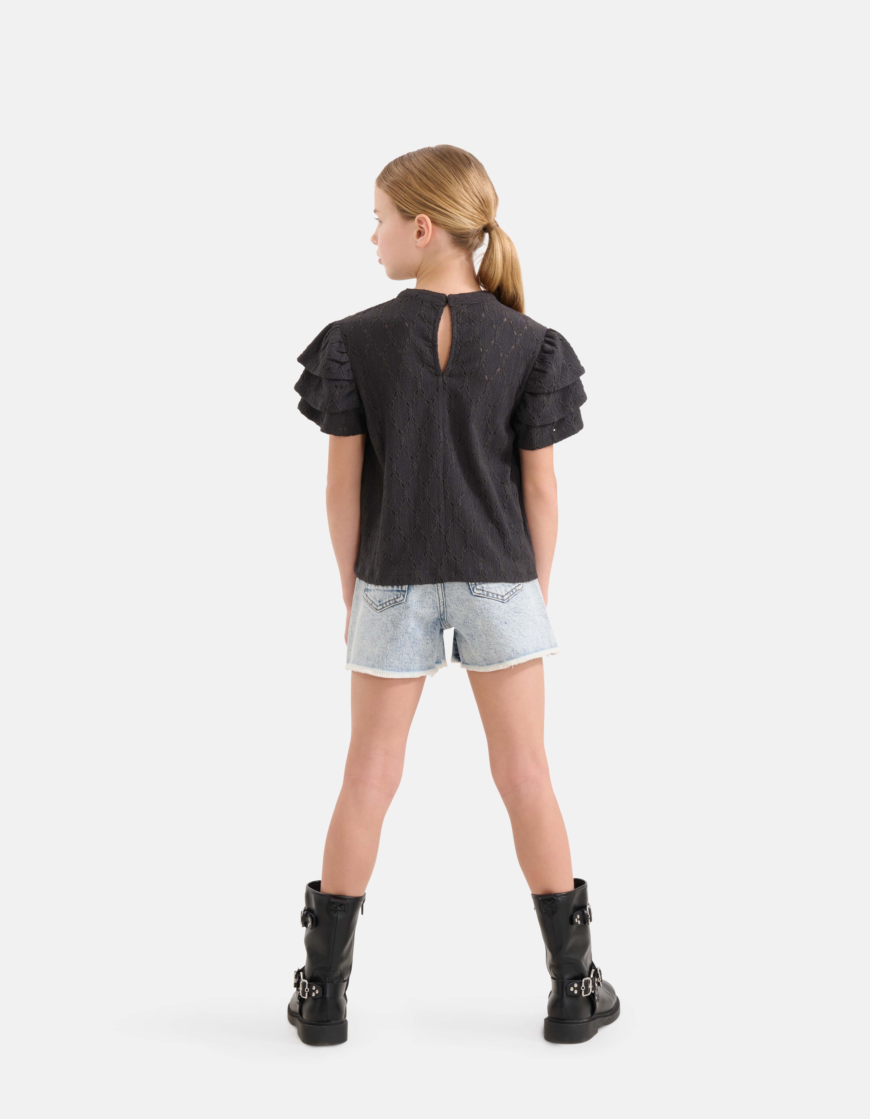 Ajour Ruffle Top Zwart SHOEBY GIRLS