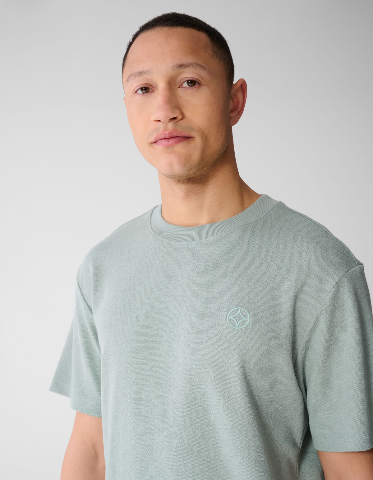 All Over Structuur T-shirt Lichtgroen SHOEBY MEN