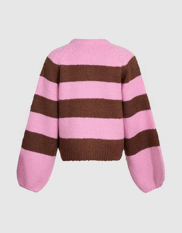 Oversized Gestreept Vest Roze/Bruin SHOEBY GIRLS