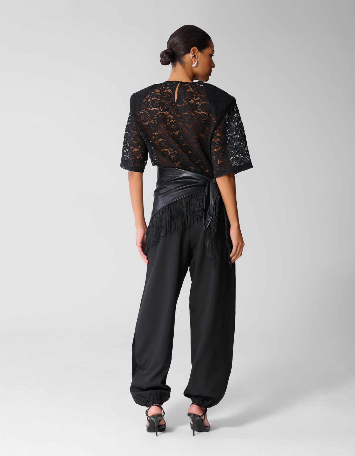 Lace Shoulder Top Zwart SHOEBY WOMEN