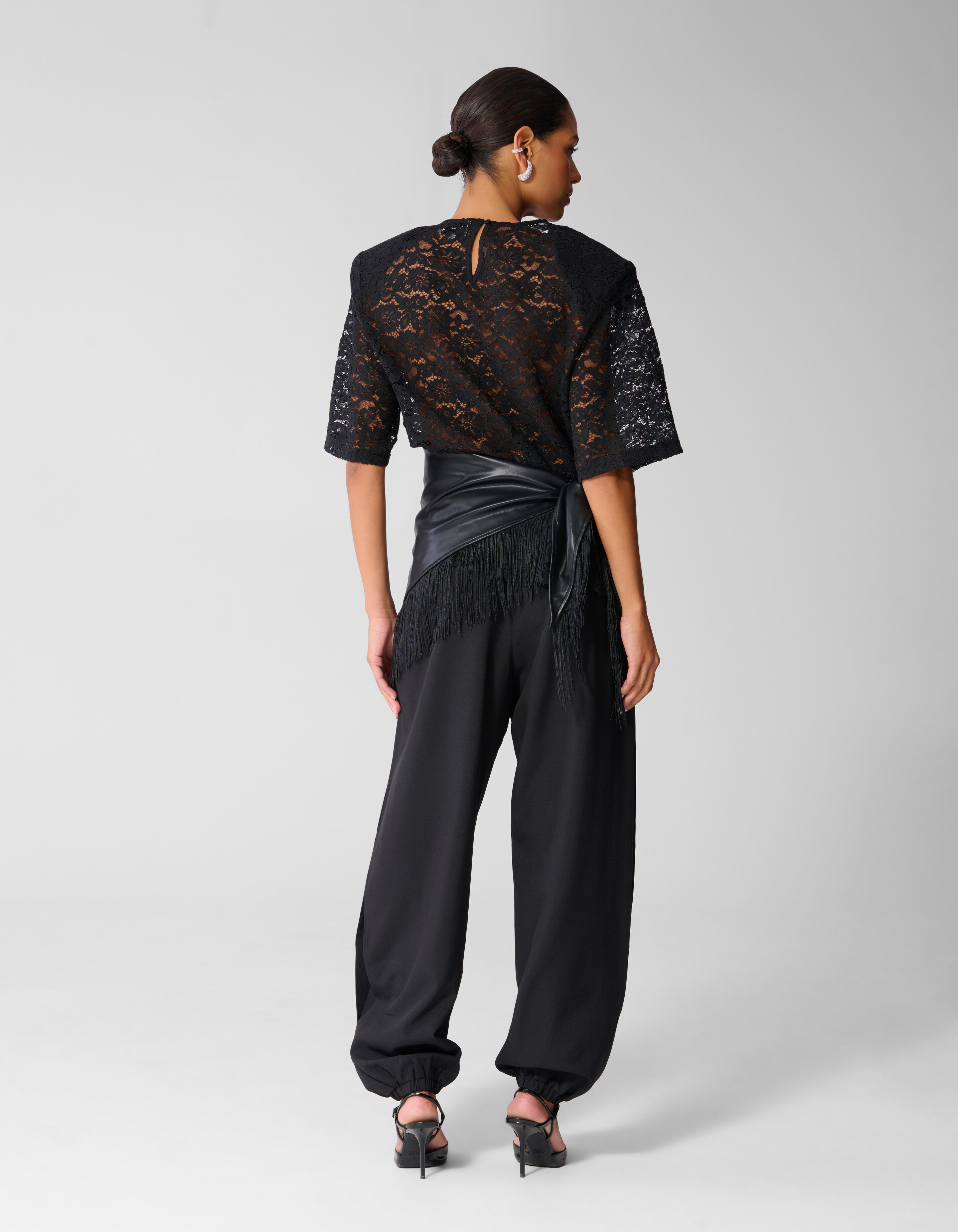 Lace Shoulder Top Zwart SHOEBY WOMEN