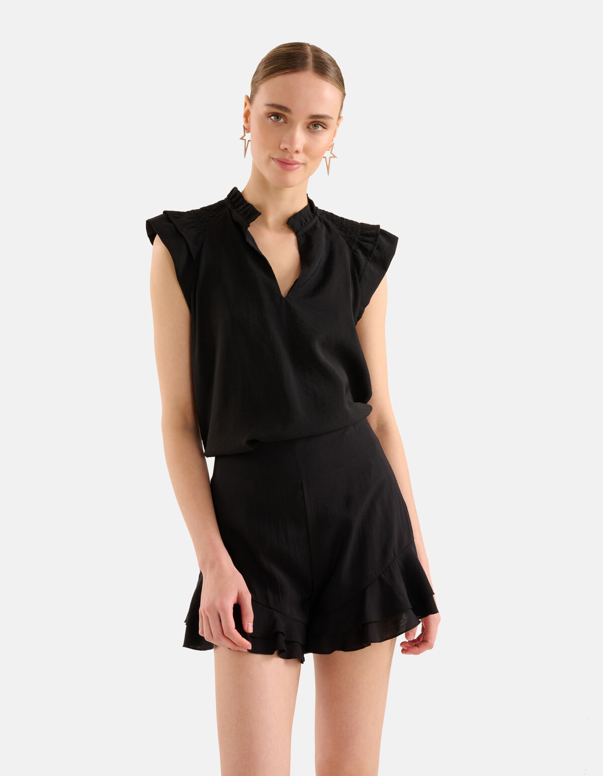 Ruffle Top Zwart SHOEBY WOMEN