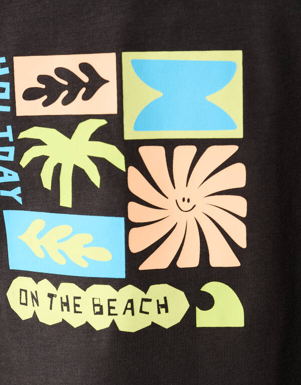 Holiday Artwork T-shirt Donkergrijs SHOEBY BOYS