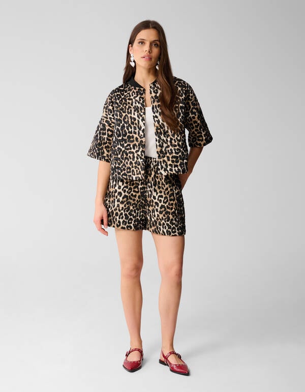 Short Sleeve Leopard Bomber Bruin SHOEBY WOMEN