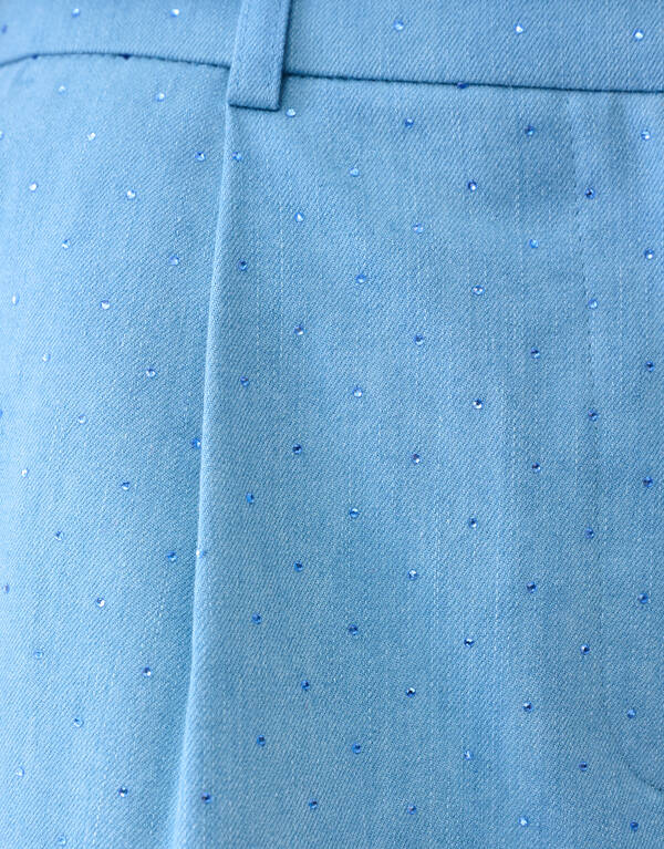 Strass Denim Wide Leg Broek Blauw SHOEBY WOMEN