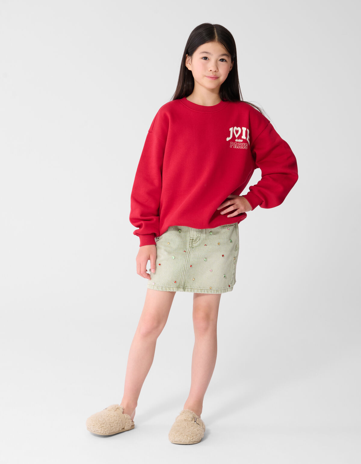 Rhinestone Denim Rok Groen SHOEBY GIRLS