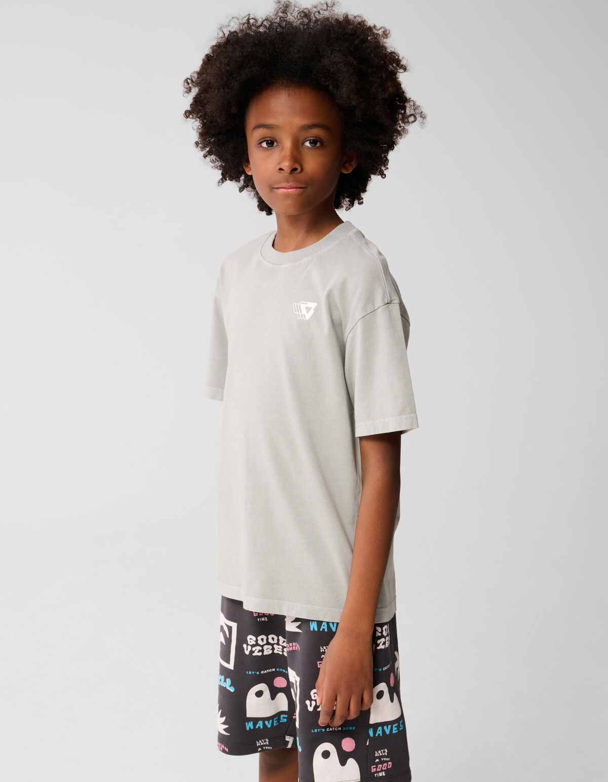 Washed Logo T-shirt Donkergrijs SHOEBY BOYS