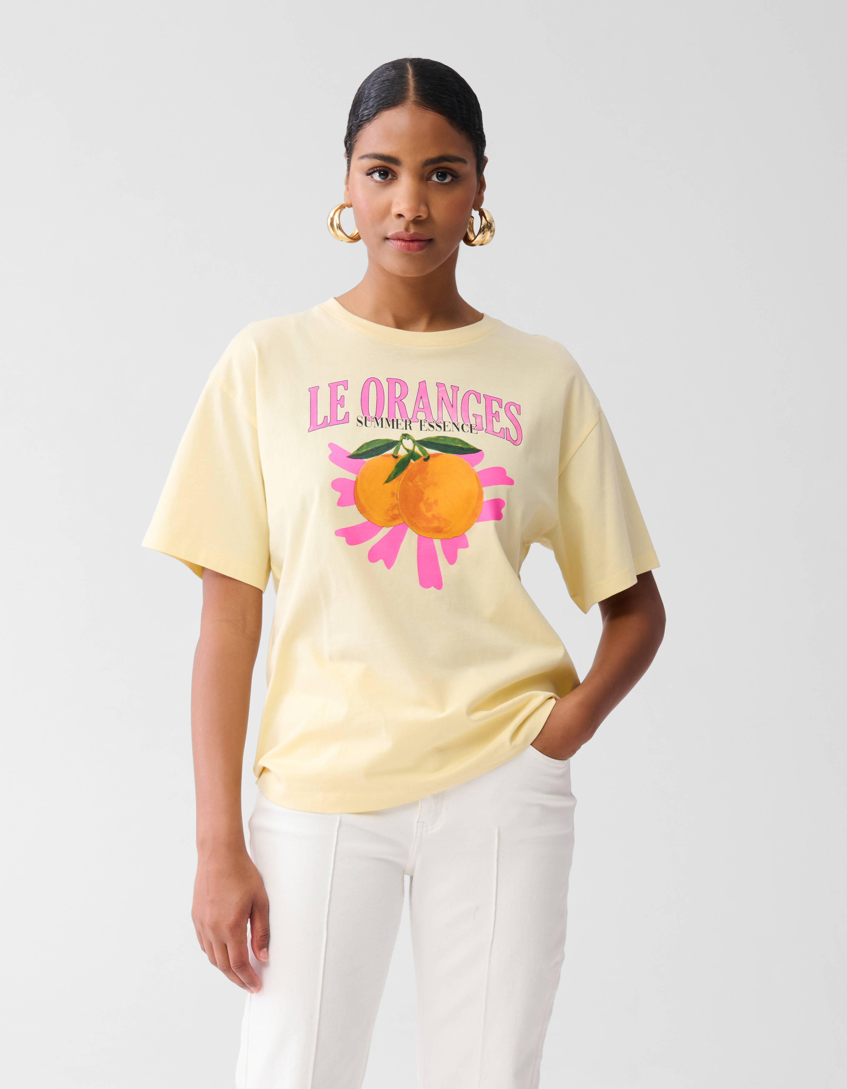Orange Artwork T-shirt Geel SHOEBY WOMEN