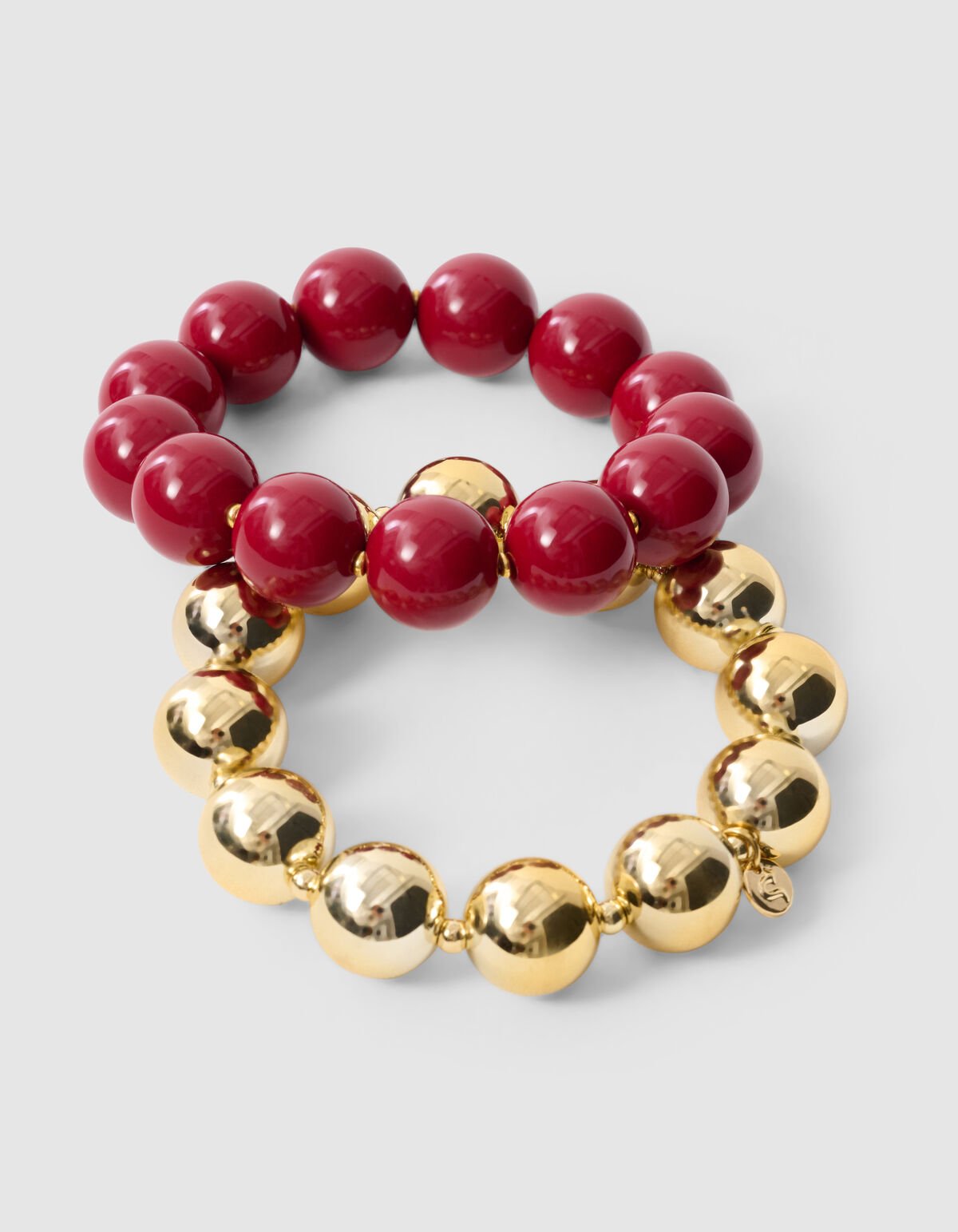 Beaded Armband Set Donkerrood SHOEBY ACCESSOIRES