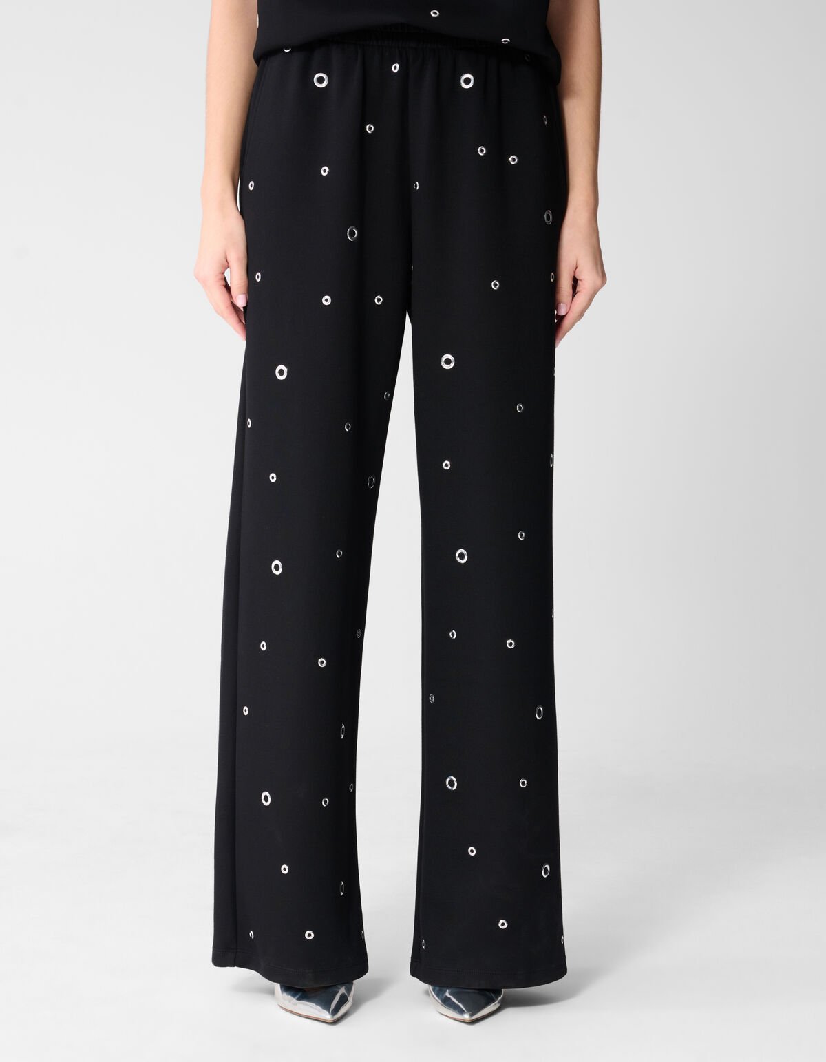 Eyelet Wide Leg Fit Broek Zwart SHOEBY WOMEN