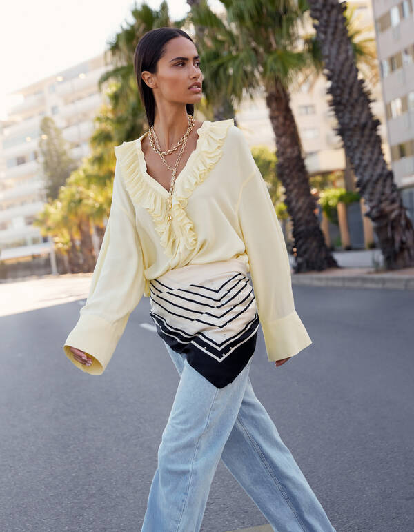 Oversized Volant Blouse Lichtgeel SHOEBY WOMEN