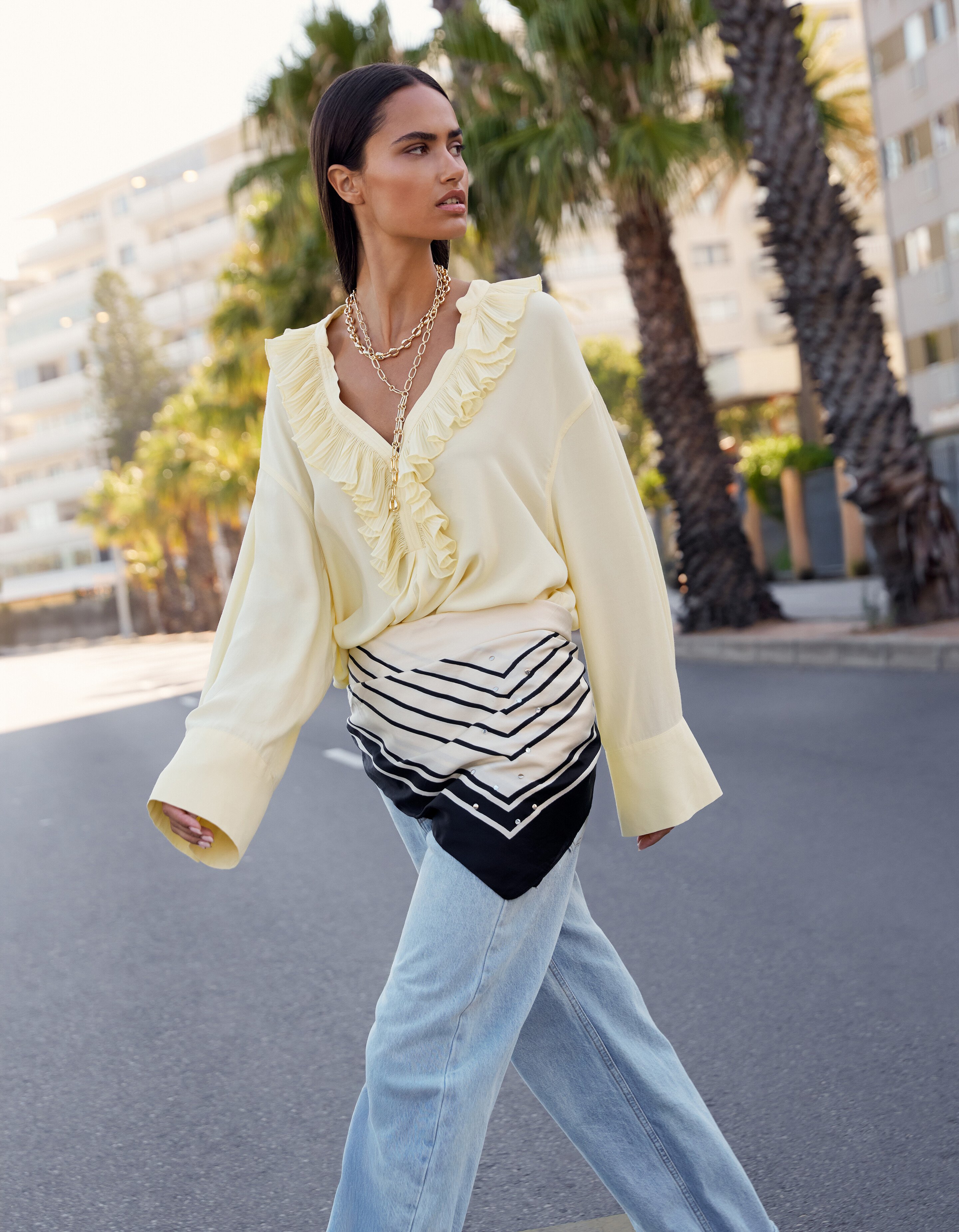 Oversized Volant Blouse Lichtgeel SHOEBY WOMEN