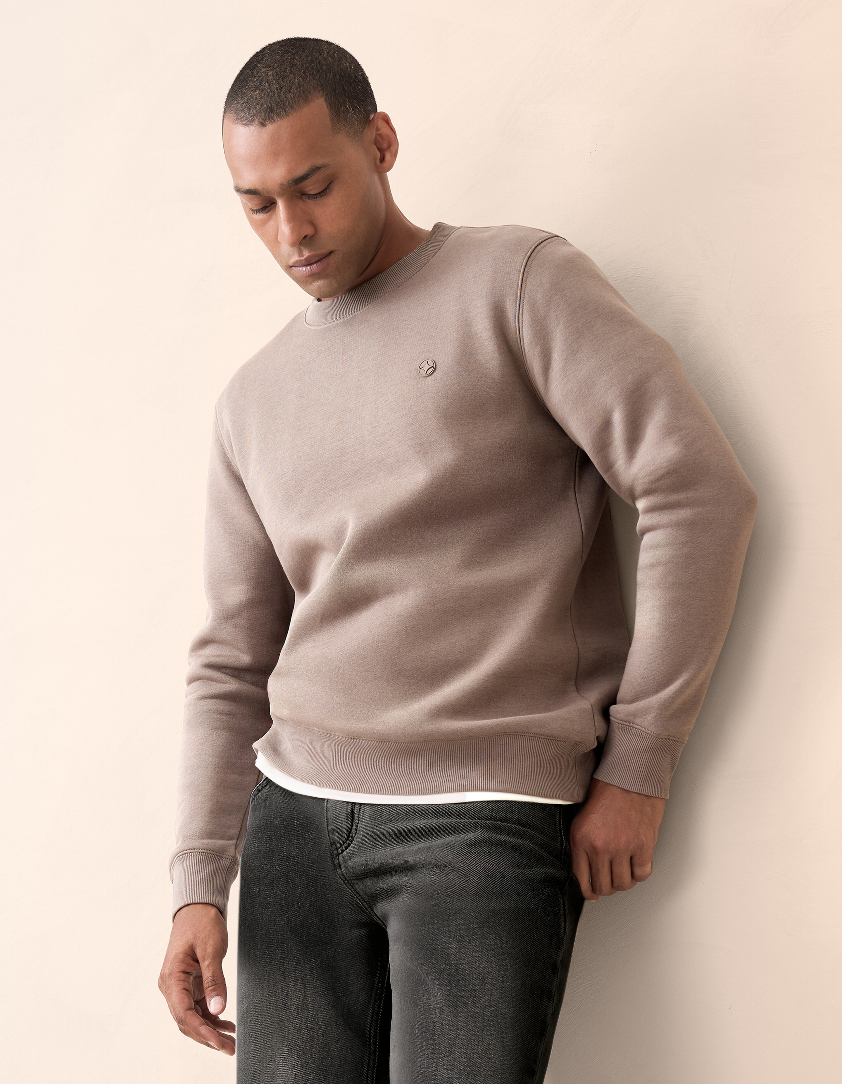 Badge Sweater Lichtbruin SHOEBY MEN