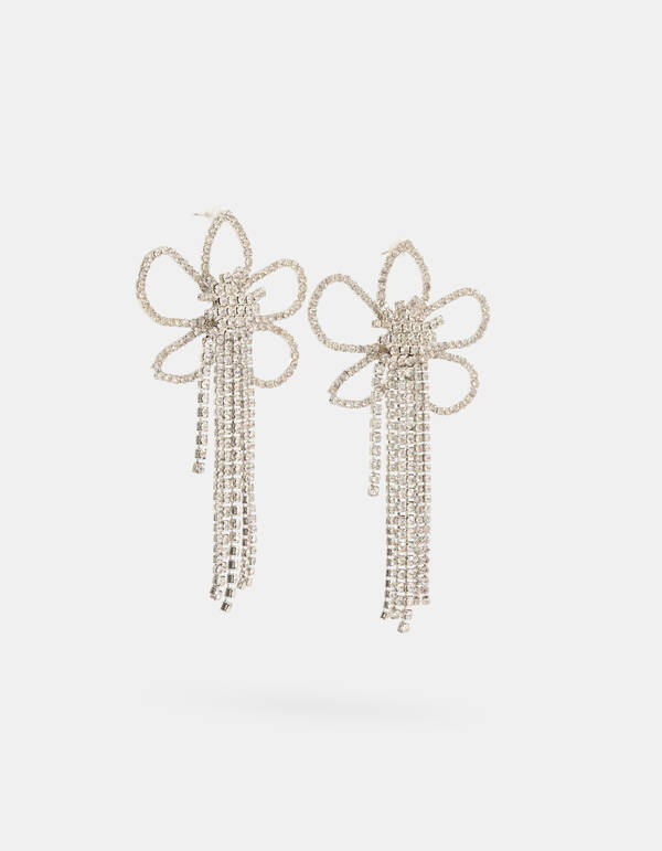 Strass Bloemen Oorbellen Zilver SHOEBY ACCESSOIRES