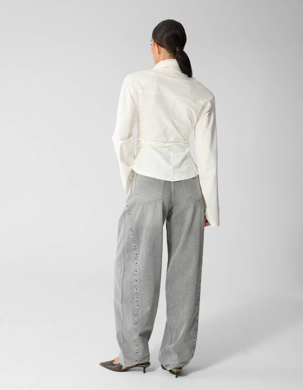 Eyelet Barrel Fit Jeans Grijs SHOEBY WOMEN