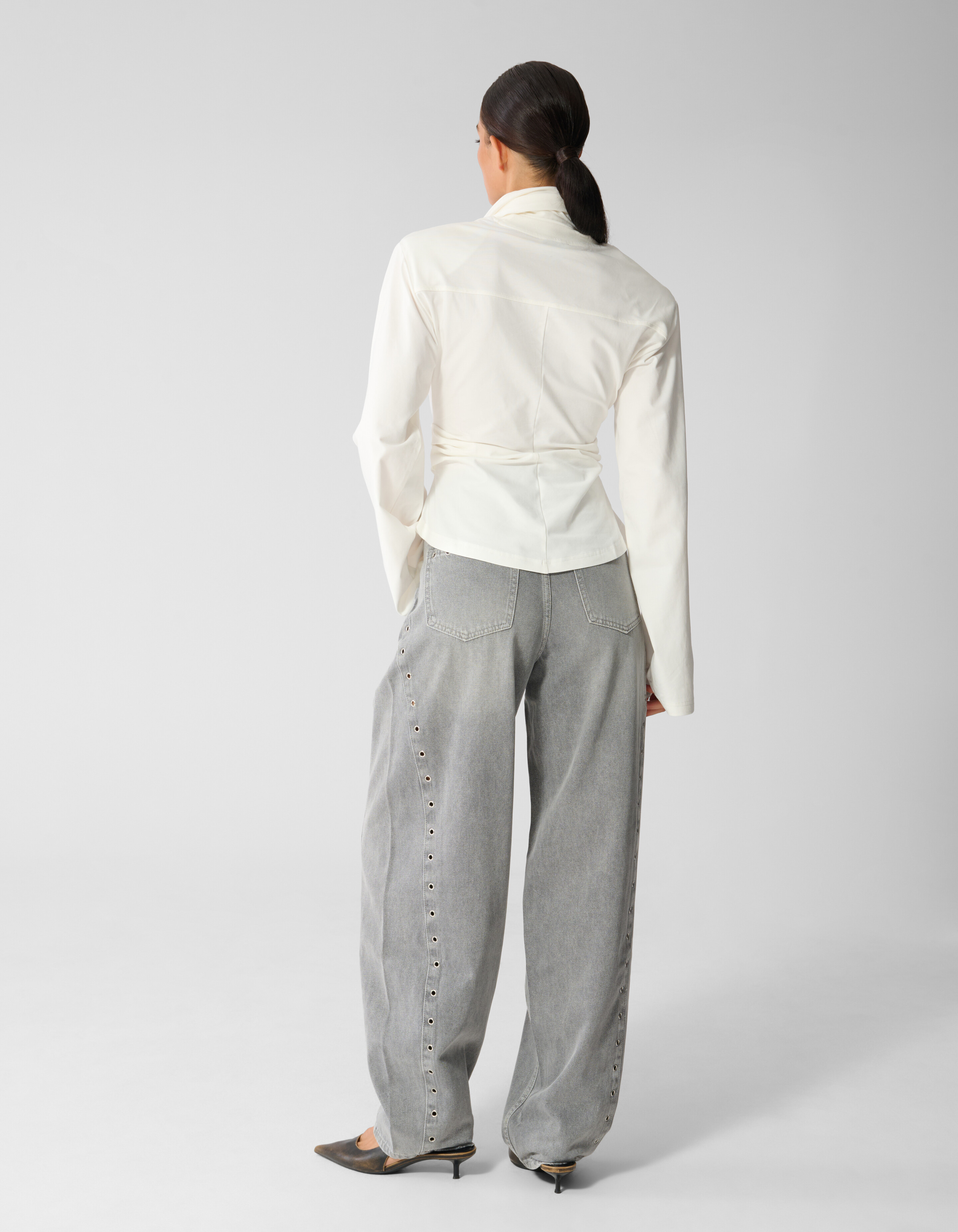 Eyelet Barrel Fit Jeans Grijs SHOEBY WOMEN