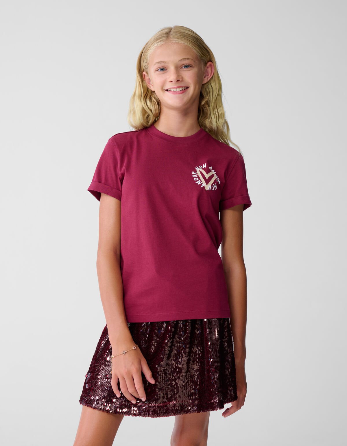 Mon Amour Artwork T-shirt Donkerrood SHOEBY GIRLS