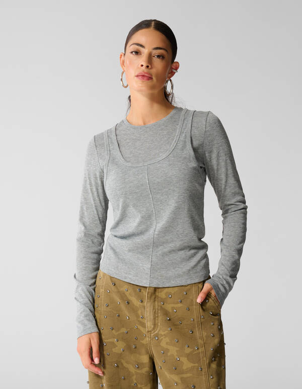 Double Singlet Top Grijs SHOEBY WOMEN