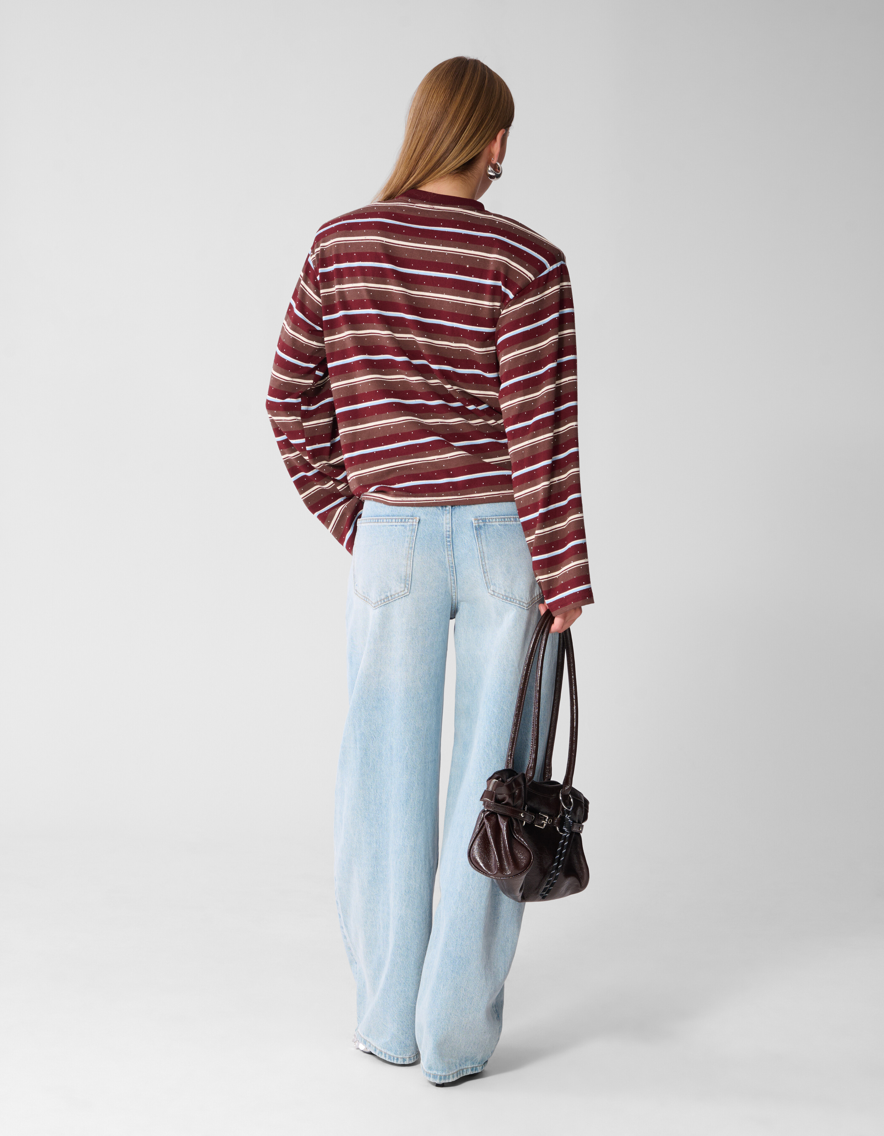 Embellished Gestreepte Longsleeve Donkerrood SHOEBY WOMEN