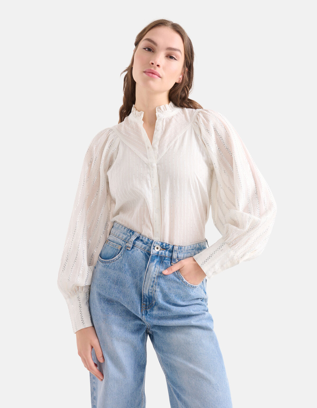 Lurex Voile Blouse Wit SHOEBY WOMEN