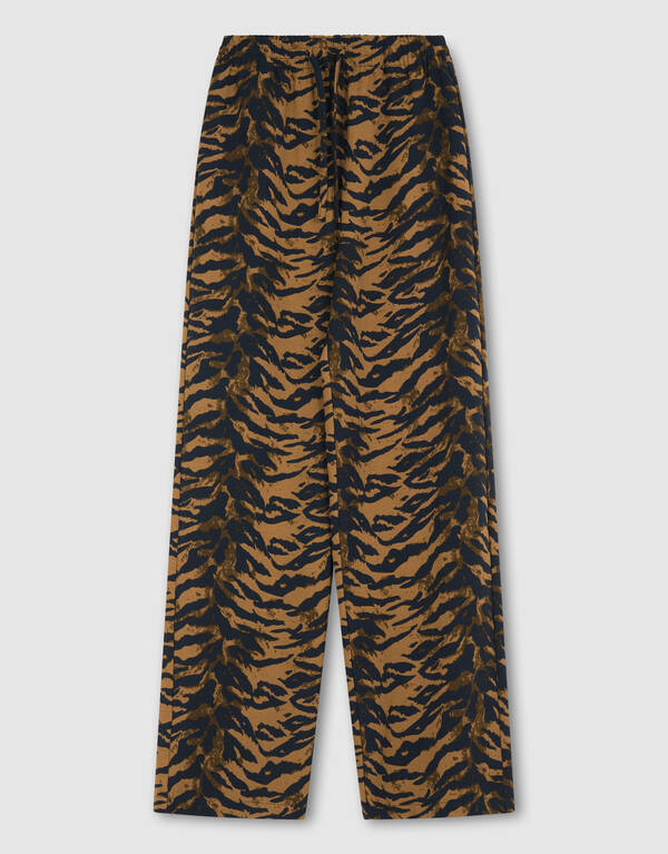 Twist Tiger Wide leg Broek Bruin SHOEBY GIRLS