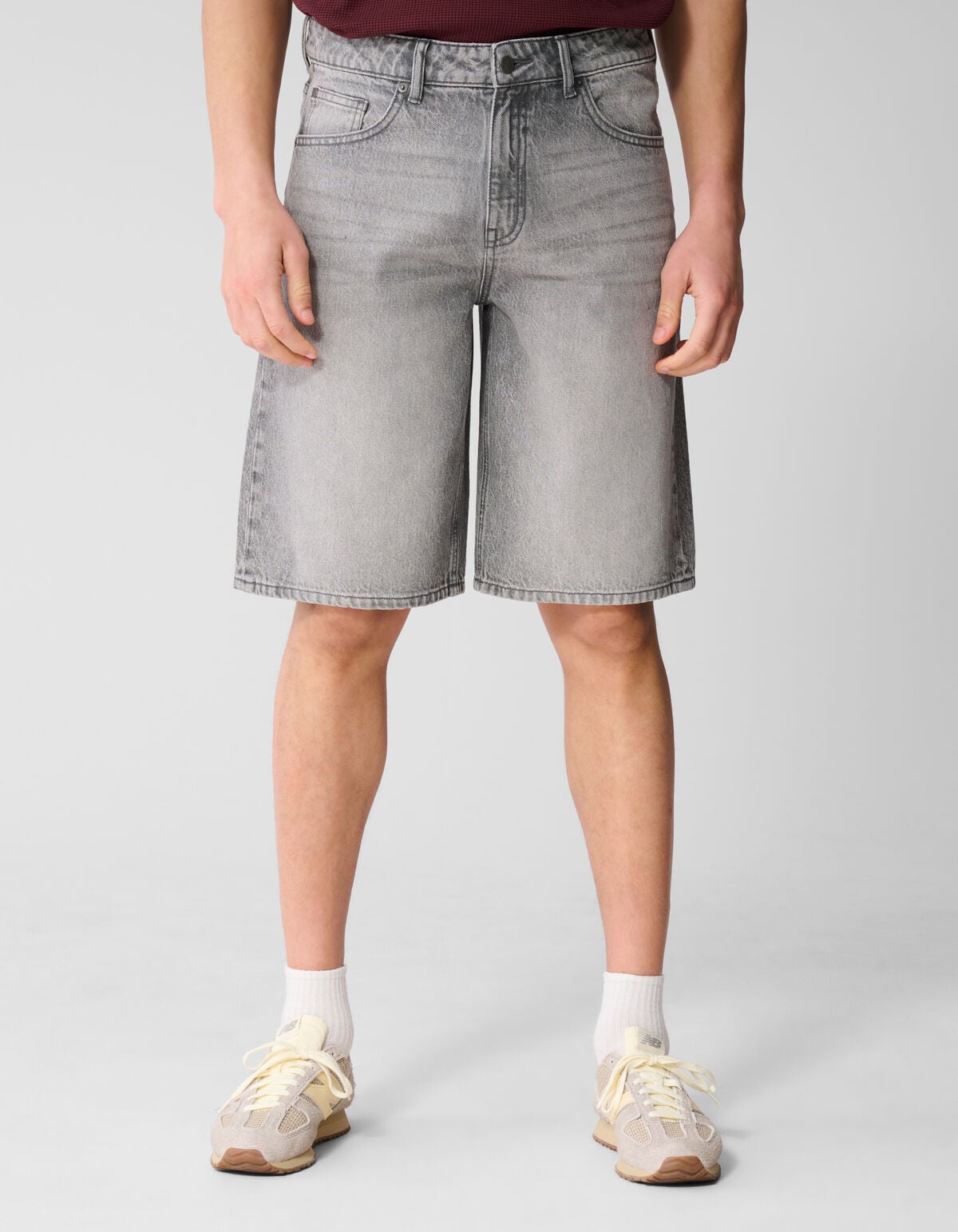 Relaxed Fit Denim Short Grijs SHOEBY MEN
