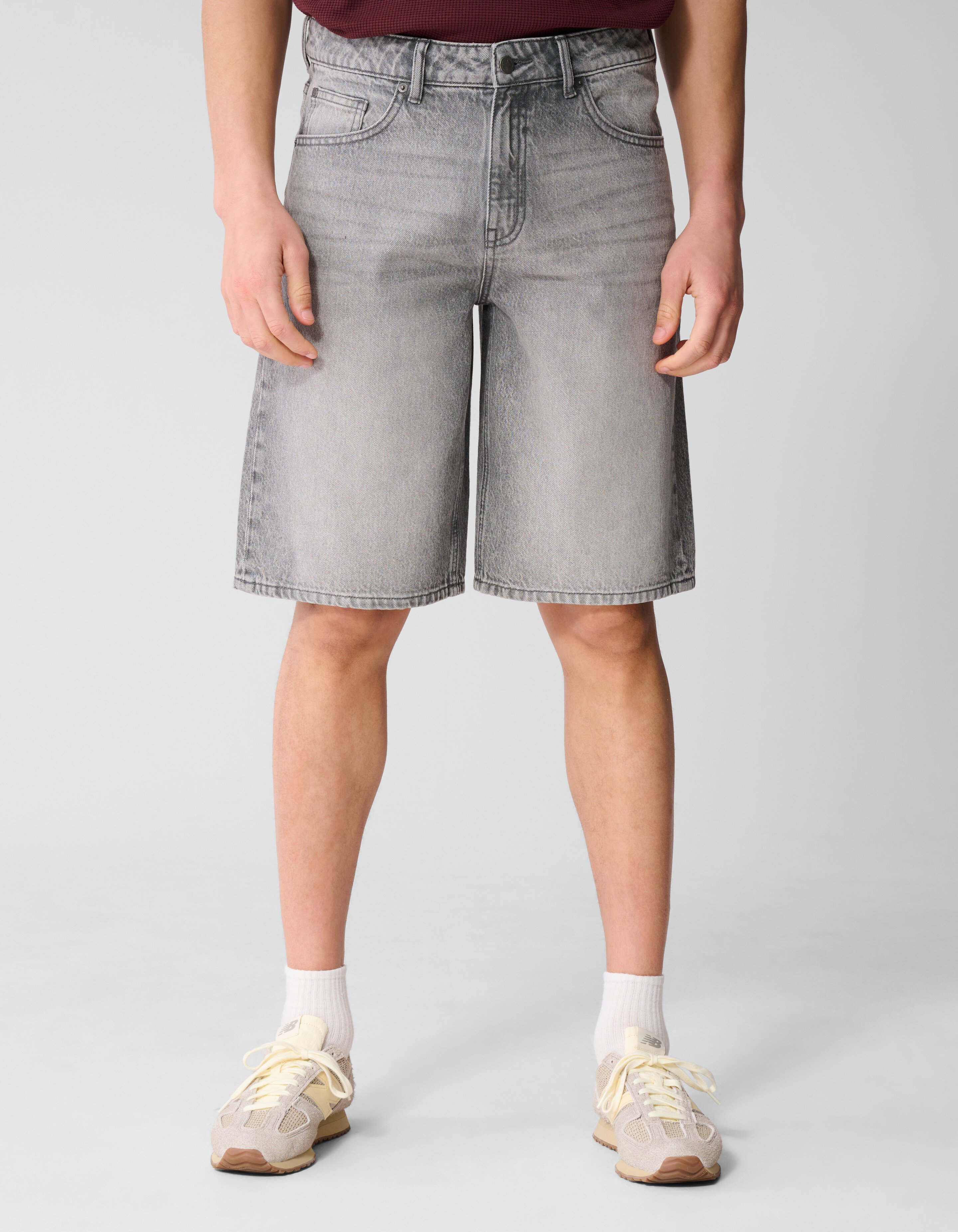Relaxed Fit Denim Short Grijs SHOEBY MEN