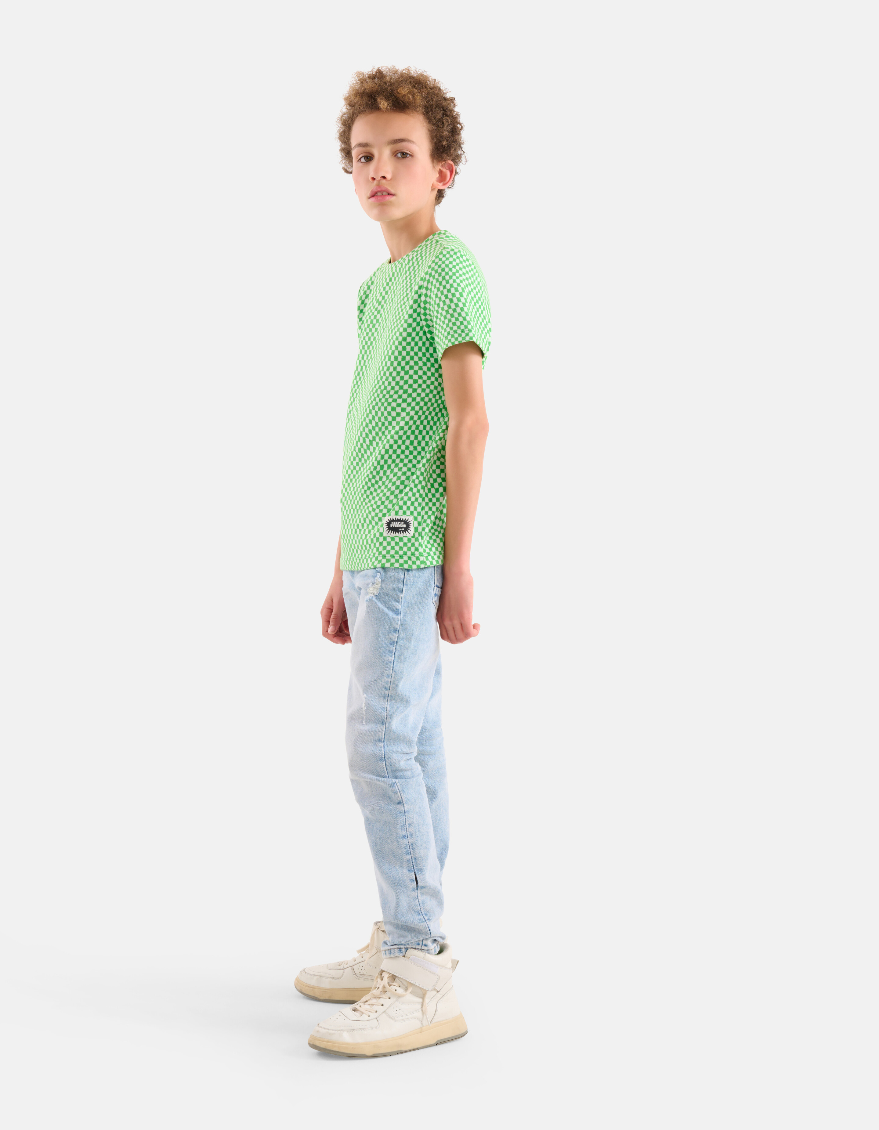 Heavy Block Structuur T-shirt Groen SHOEBY BOYS