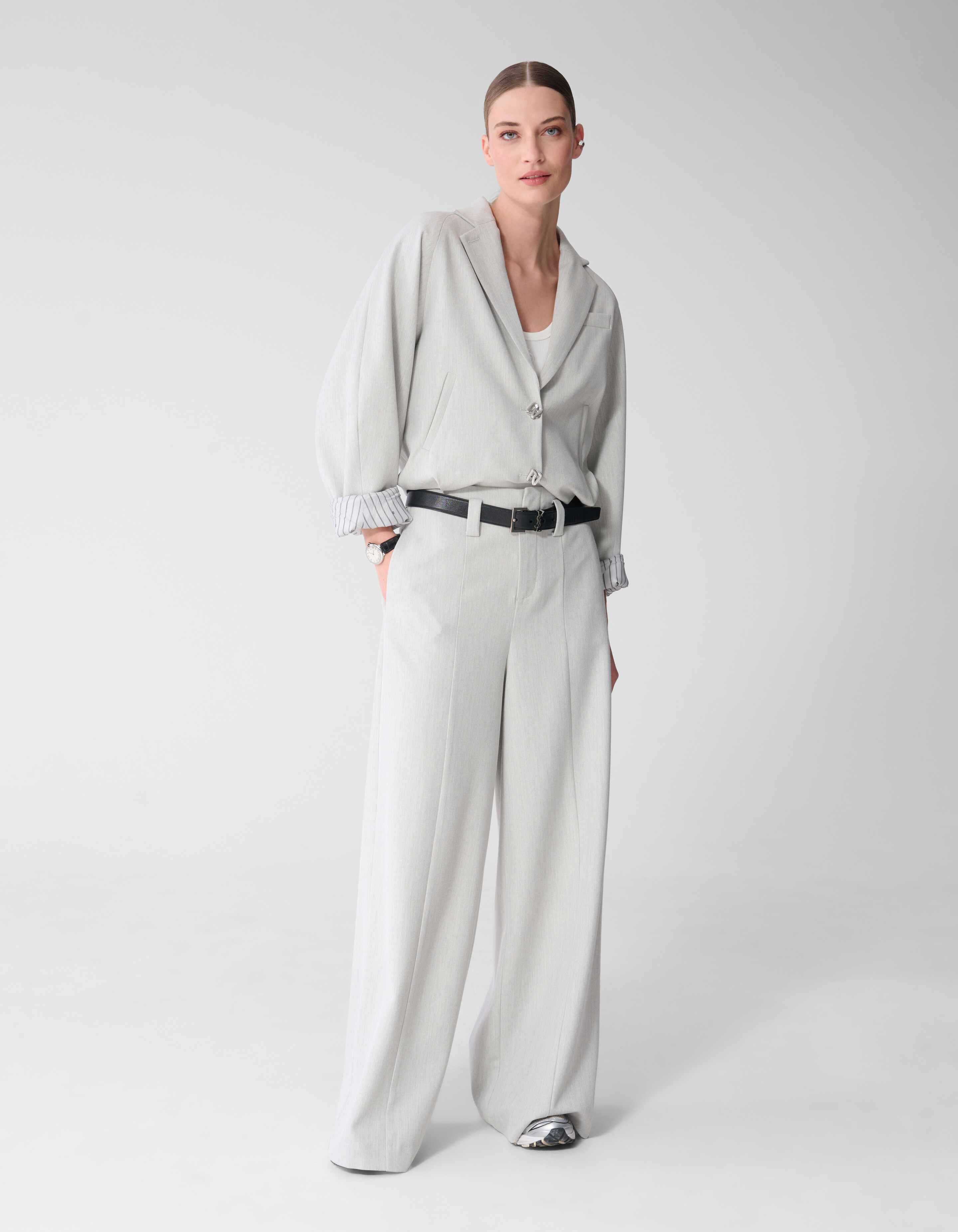 Wide Leg Fit Broek Lichtgrijs By Mieke SHOEBY WOMEN