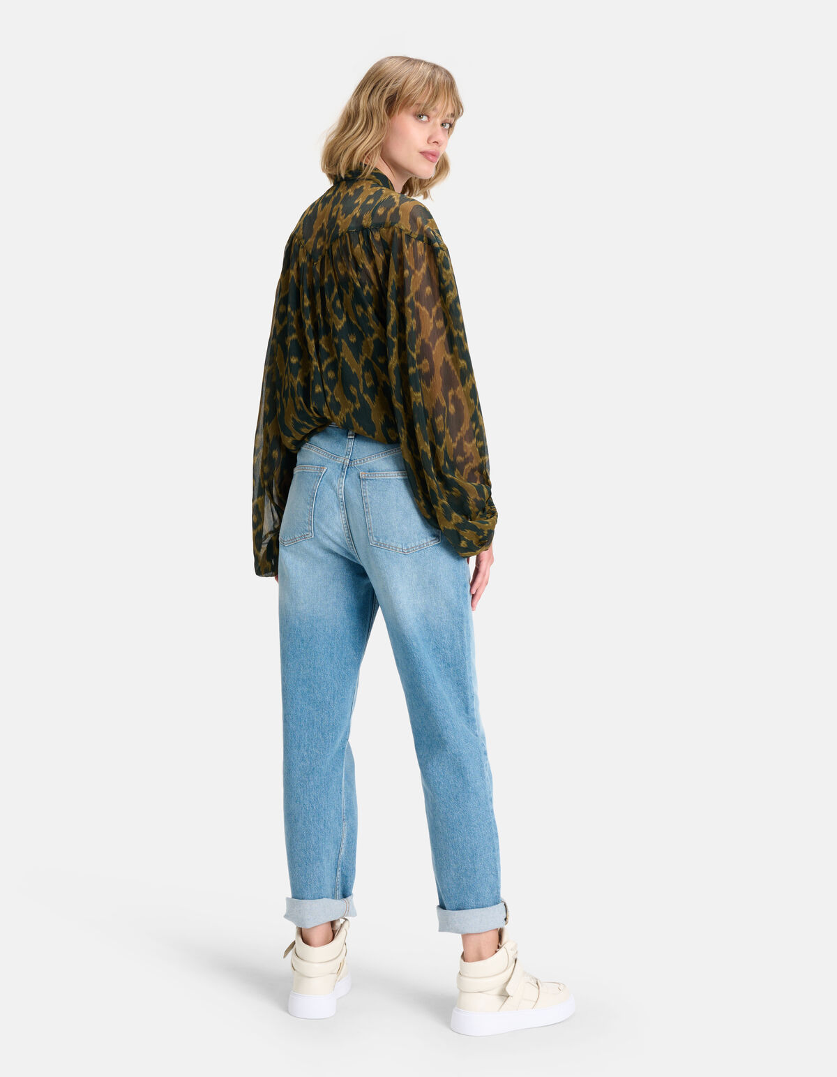 Leopard Print Blouse Donkergroen SHOEBY WOMEN