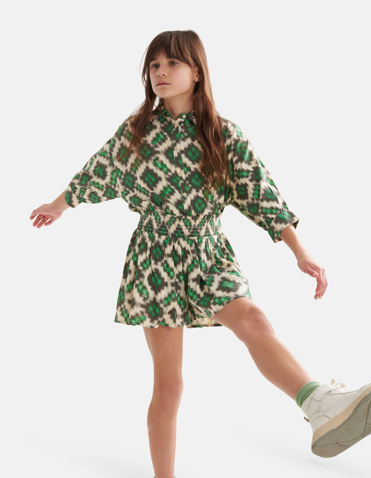 Grafische Short Gebroken Wit SHOEBY GIRLS