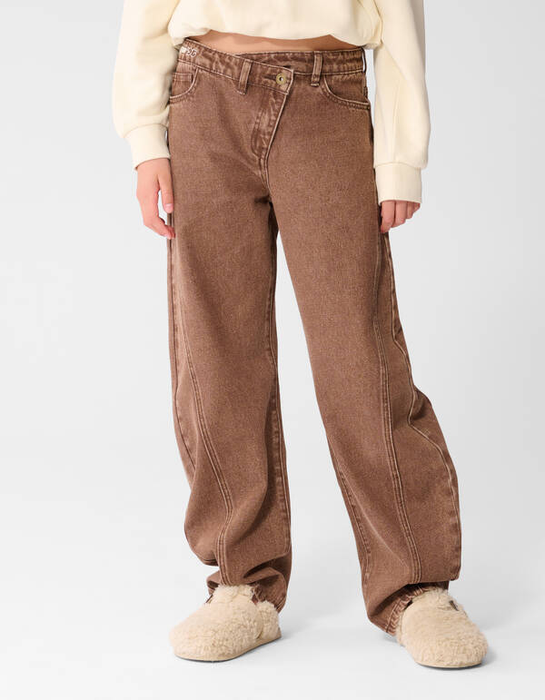 Asymmetische Barrel Fit Jeans Bruin SHOEBY GIRLS